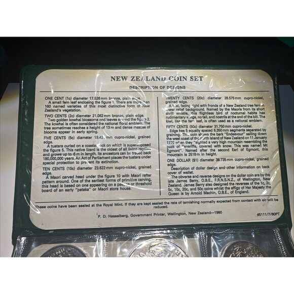 1980 New Zealand Souvenir Coin Set by Royal Mint #22027 - Picture 3 of 5
